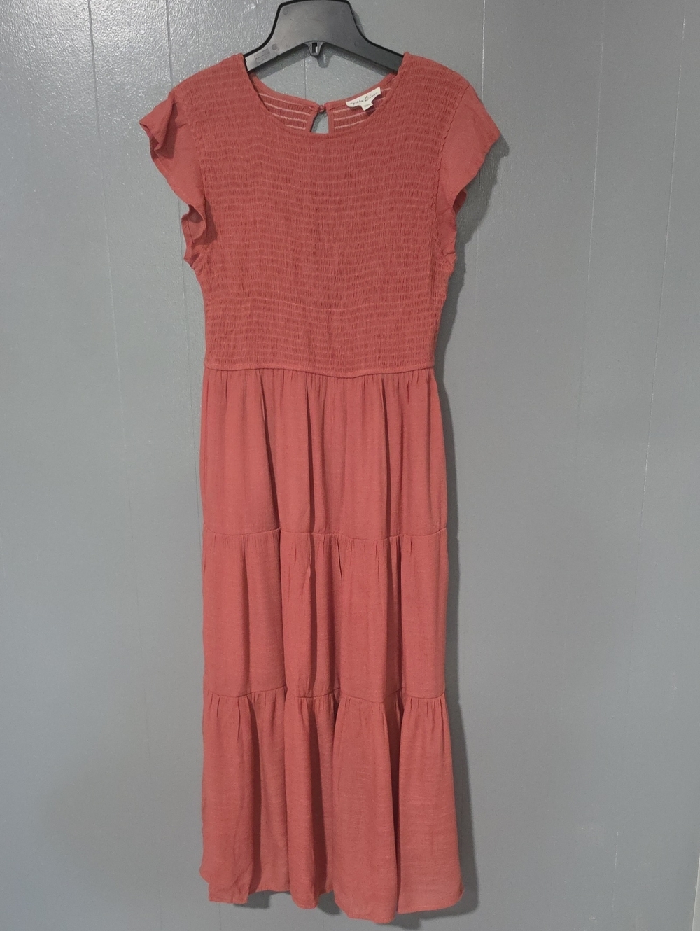 Smocked Bodice Tiered Maxi Dress — Dusty Rose